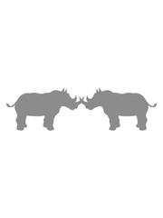 duell kampf 2 freunde feinde umriss silhouette dickhäuter nashorn horn rhino einhorn comic cartoon clipart logo design