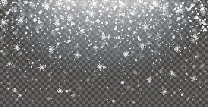 Schnee Schneeflocken Schneefall fallend Hintergrund transparent isoliert Vektor Hintergrund