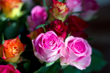 Romantic bouquet of Pink and orange roses