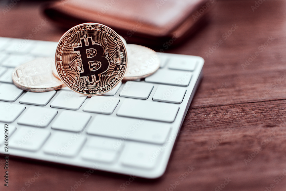 Leinwandbilder cryptocurrency bitcoin. digital money for banking and international network payment. wallet with blo