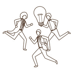 Businessmen with lightbulbs avatar character