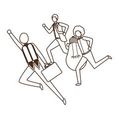 businessmen with rocket and light bulb character