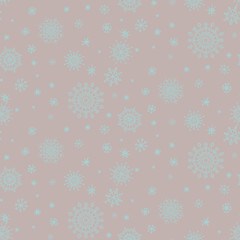 Winter christmas seamless pattern with snowflakes on light brown background