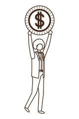 businessman with dollar sign avatar character