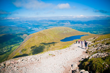 Stony path of ascent to Mount Ben Nevis, highest peak in the United Kingdom.