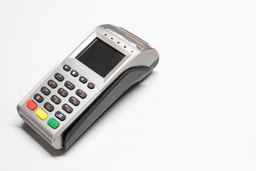 Dataphone, card reader to charge purchases, isolating on white background.