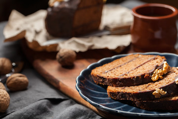 Traditional maturing gingerbread with honey and nuts.