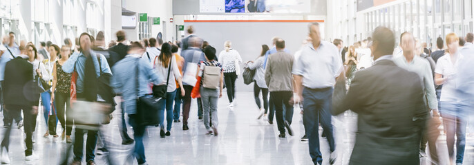 Crowd of anonymous people walking