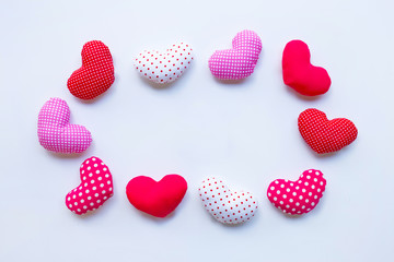 Valentine's hearts on white background.