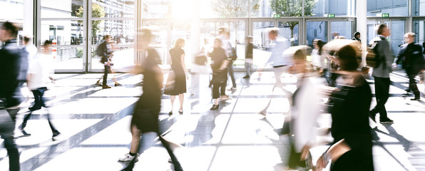 Crowd of people walking on a street in london