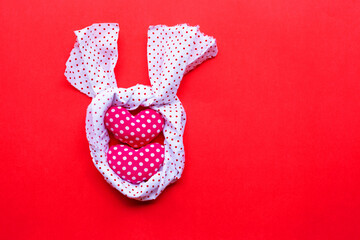 Valentine's hearts on red background,