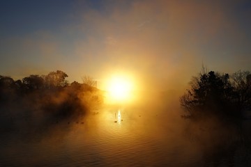 新年の日の出を迎える浮島周辺水辺公園