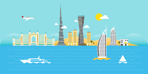 Fototapeta premium Dubai Skyline Flat Design