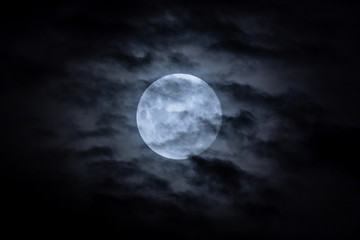 Full moon on a cloudy night