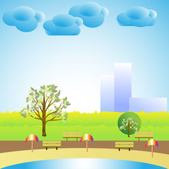 Cartoon nature landscape outside the city