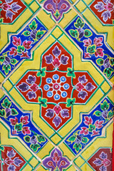 Thai Chinese colourful wall pattern flowers