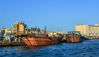 Wooden boat on Dubai Creek