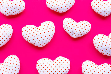 Valentine's hearts on red background