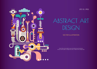 Musik-Jukebox. Abstraktes Kunstdesign lokalisiert auf einem dunklen violetten Hintergrund. Vektorplakatdesign mit abstrakter dekorativer Komposition und Platz für Text.