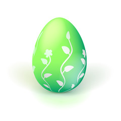 Happy Easter seasons holidays. Handmade Easter egg with floral paintings. Egg isolated on white background. Realistic icon for spring holidays.