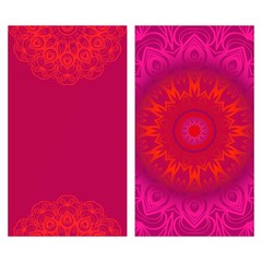 Modern Vector Template With Tribal Mandalas. For Brochure, Flyer, Cover, Magazine. Red color