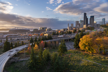The Seattle Skyline and Freeway from Rizal Bridge