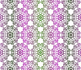 Decorative Geometric Ornament. Vector illustration. Template for backgrpund, print. Green, purple color