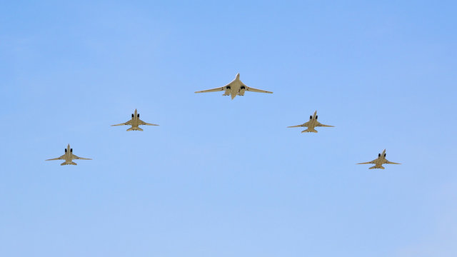 Supersonic strategic bomber-bomber Tu-160 and long-range supersonic bomber bomber with variable sweep wing Tu-22M3
