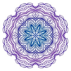 Blue, purple color Mandala. For Design, Greeting Card, Invitation, Coloring Book. Arabic, Indian, Motifs. Vector Illustration.