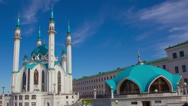 Kul Sharif mosque in Kazan kremlin, Russia, timelapse 4k
