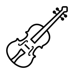 Classical violin - string musical instrument line art vector icon for music apps and websites - obrazy, fototapety, plakaty