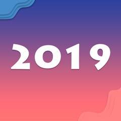 New Year 2019 greeting card. Modern futuristic template for 2019. Digital data visualization. Business technology concept. illustration gradient background