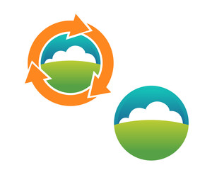 Cloud land arrow circle logo template