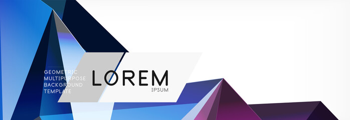 Triangle 3d polygonal art style. Future geometric design. Vector geometry futuristic illustration