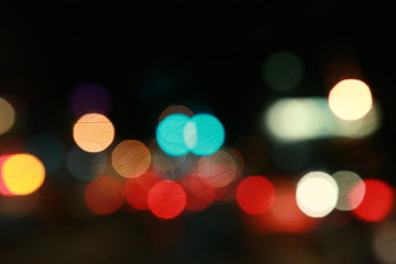 Bokeh. Night light abstract background. Bokeh of light in traffic jam. Element design to background website and banner