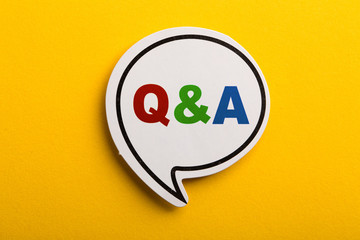 Question And Answer Speech Bubble Isolated On Yellow