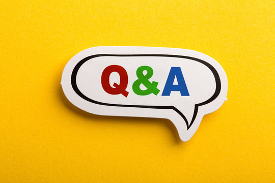 Question And Answer Speech Bubble Isolated On Yellow
