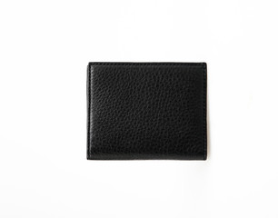 black leather wallet isolated on white background