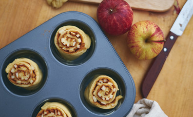Homemade cinnamon apple roll