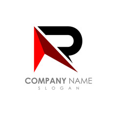 Letter R With Arrow Initial Logo Template