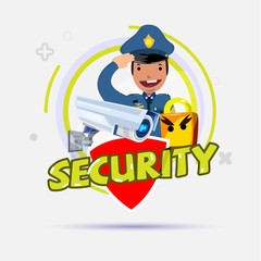 security concept. cctv camera and police - vector