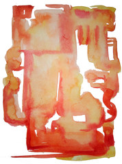 red and orange abstract background watercolor painting 