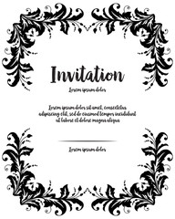 Design for invitation card with hand draw flower vector