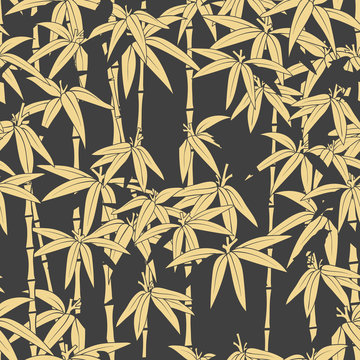 Beautiful japanese seamless pattern. Asian bamboo forest, dark background. Japanese bamboo for concept design. Beautiful bamboo, great design for any purposes. Vector background template. © taisiyakozorez