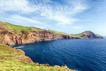 Fototapeta na wymiar High cliffs at Ponta de São Lourenço on the island of Madeira