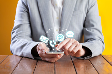 Busineswoman using smart phone