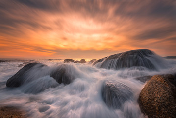Beautiful sunset of seascape in Phuket Thailand.