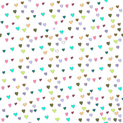 Seamless pattern for Valentine s day. Hearts on white isolated background. vector illustration