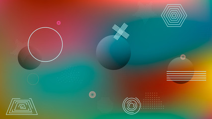 Fototapeta premium Color geometric gradient, futuristic background. Element of modern design wallpaper, background, packaging. Bright color lines, abstract shapes, dots. Background in minimalist style.