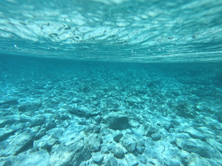 Naklejka na ściany i meble Underwater photo of tropical turquoise sea